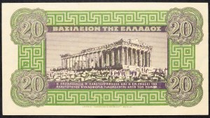 Grèce, 20 Drachmai 1940