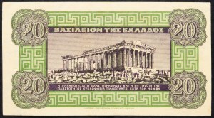 Grèce, 20 Drachmai 1940