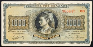 Grèce, 1000 Drachmai 1942