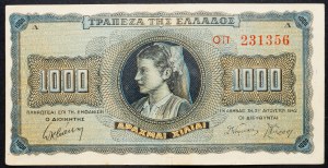 Grecja, 1000 drachm 1942