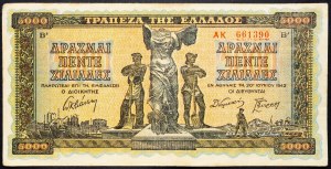 Grecja, 5000 drachm 1942