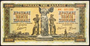 Grécko, 5000 drachiem 1942