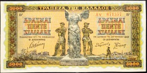 Řecko, 5000 drachmai 1942