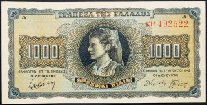 Grecja, 1000 drachm 1942
