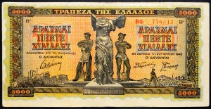 Grecja, 5000 drachm 1942