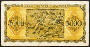 Grecja, 5000 drachm 1943