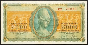 Grecja, 5000 drachm 1943