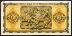 Grecja, 5000 drachm 1943