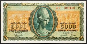 Grecja, 5000 drachm 1943