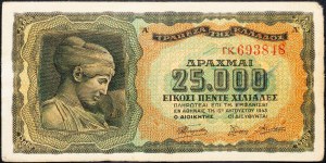 Řecko, 25000 Drachmai 1943