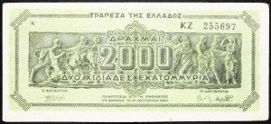Grecja, 2000 drachm 1944