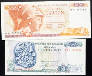 Řecko, 50, 100 drachem 1978