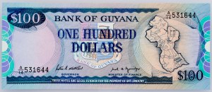 Guyana, 100 dolarů 1989
