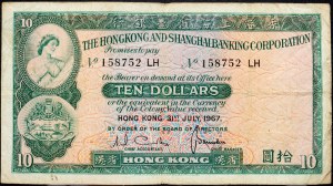 Hongkong, 10 dolarů 1967