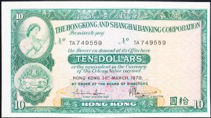 Hongkong, 10 dolarów 1978