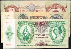 Hongrie, 10, 20, 50 Pengő 1936, 1941, 1932
