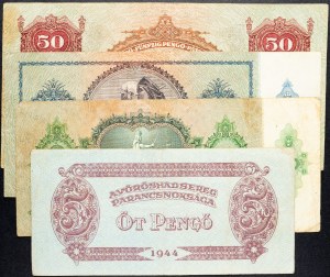 Hongrie, 5, 10, 25, 50 Pengő 1944, 1936, 1941, 1932