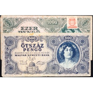 Hungary, 500, 1000 Pengő 1945