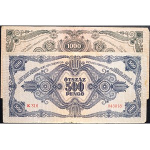 Hungary, 500, 1000 Pengő 1945