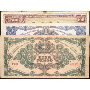 Ungarn, 100, 500, 1000 Pengő 1945