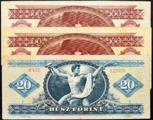 Maďarsko, 20, 100 forintů 1969, 1984, 1984
