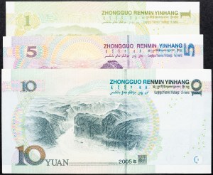 Chine, 1, 5, 10 Yuan 1999, 2005
