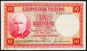 Islanda, 10 Krónur 1928
