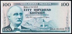 Islande, 100 Krónur 1961