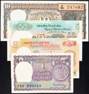 Inde, 1, 2, 5, 10 roupies 1976-1997