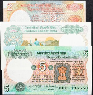 India, 2, 5 rupií 1975-1999