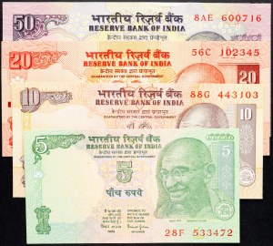 India, 5, 10, 20, 50 rupie 1997-2008