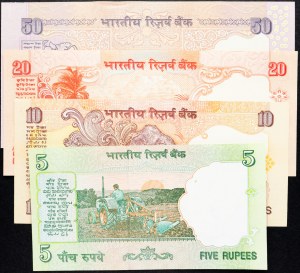 India, 5, 10, 20, 50 Rupees 1997-2008