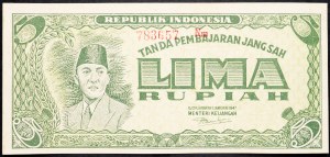 Indonésie, 5 Rupiah 1947