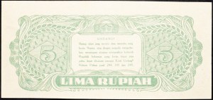 Indonésie, 5 Rupiah 1947
