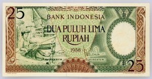 Indonésie, 25 Rupiah 1958