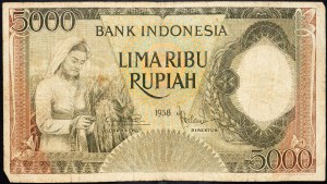 Indonésie, 5000 Rupiah 1958