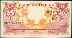 Indonezja, 10 rupii 1959 r.