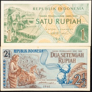 Indonésie, 1, 2 1/2 rupie 1961