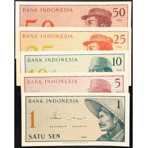 Indonésie, 1, 5, 10, 25, 50 Sen 1964