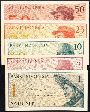 Indonezja, 1, 5, 10, 25, 50 sen 1964 r.