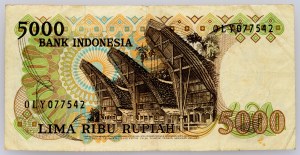 Indonésie, 5000 Rupiah 1989