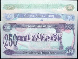Irák, 25, 100, 250 dinárů 1990, 1994, 1995