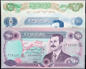 Irak, 25, 100, 250 Dinar 1990, 1994, 1995