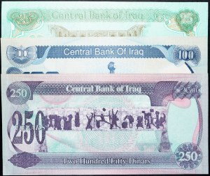 Irák, 25, 100, 250 dinárů 1990, 1994, 1995
