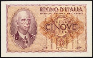 Italie, 5 Lire 1940