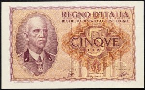 Italy, 5 Lire 1940
