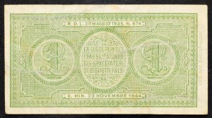 Italien, 1 Lire 1944