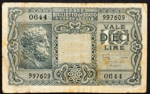 Italien, 10 Lire 1944