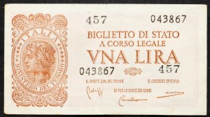 Italy, 1 Lire 1944