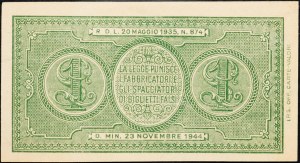 Italien, 1 Lira 1944